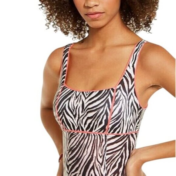BECCA by Rebecca One-piece Woman's S Virtue Neon ZEBRA Animal Kingdom Swimwear - Picture 1 of 14